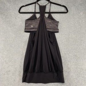 Lululemon Athletica Black White Shelf Bra Tank Top Razor Back Womens Size 4